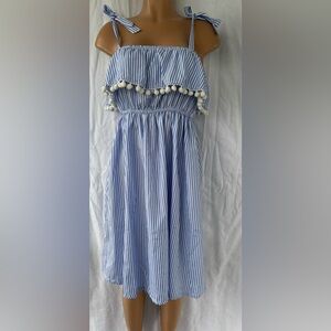 NWT IFFEI Women Striped Straps Sundress Summer Dress Waisted With Tassels size M